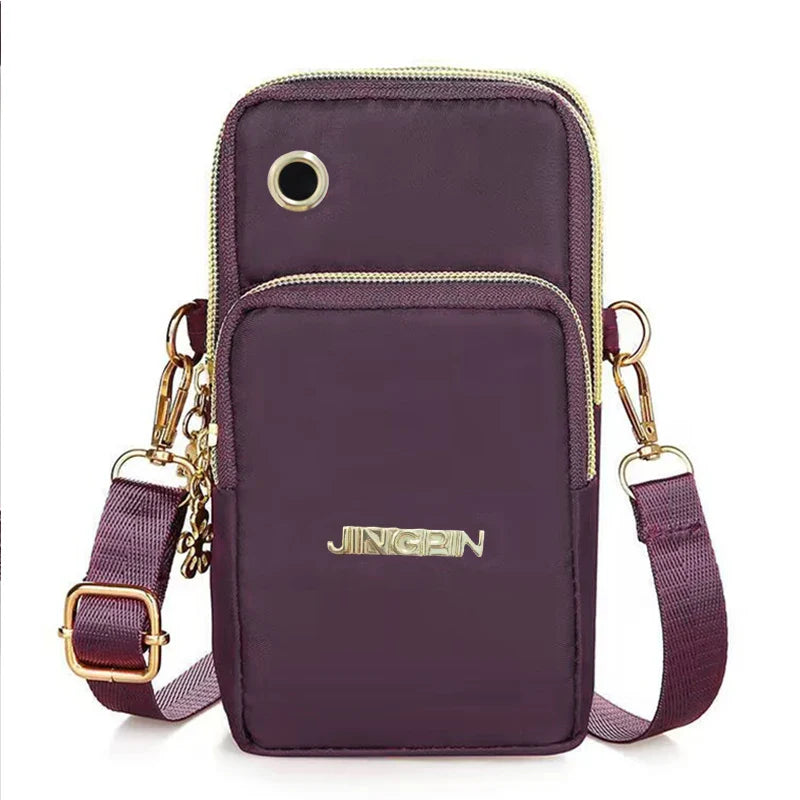 Women's Mini Crossbody Bag – Vertical Wrist Wallet & Phone Pouch, Nylon Zipper Purse
