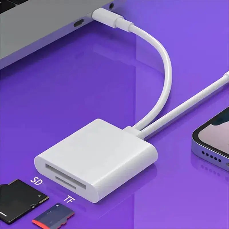 Lightning Type 2 In 1 OTG Card Reader to SD TF Memory Card Adapter For PC Laptop iPhone Multi Smart Cardreader No APP Requires