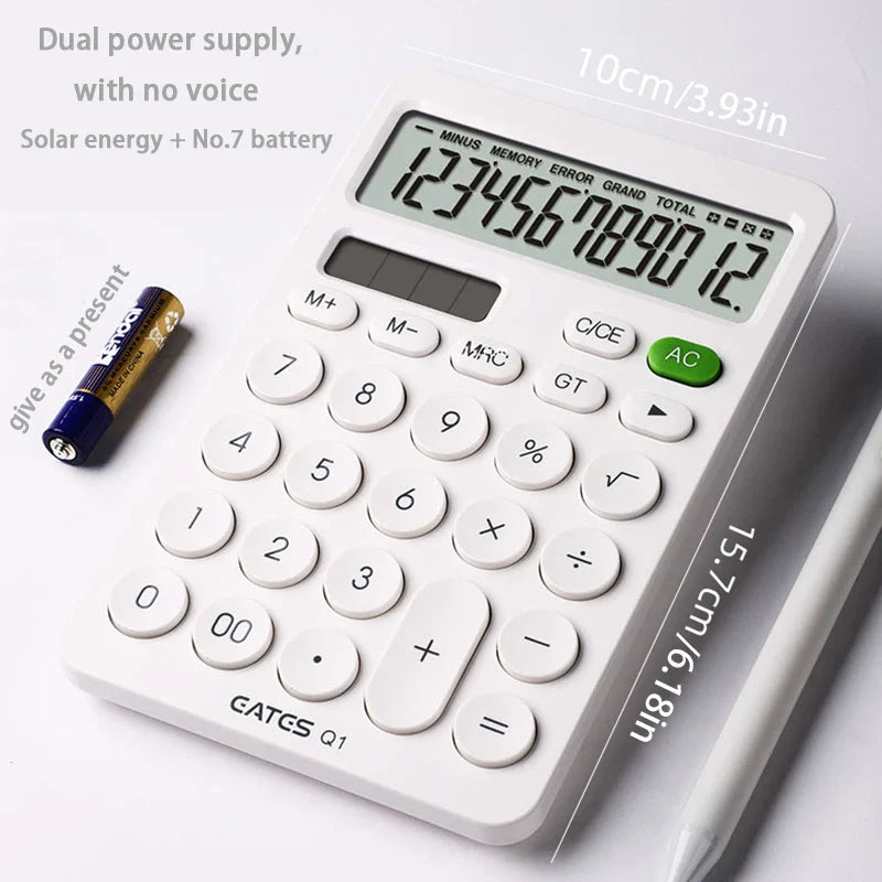 12-Digit Solar Calculator Large Key Portable Financial & Business Calculator for Students