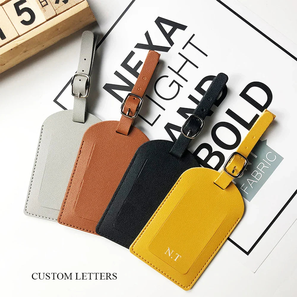 Personalized Initial Luggage Tag Custom PU Monogram Suitcase Name Tag