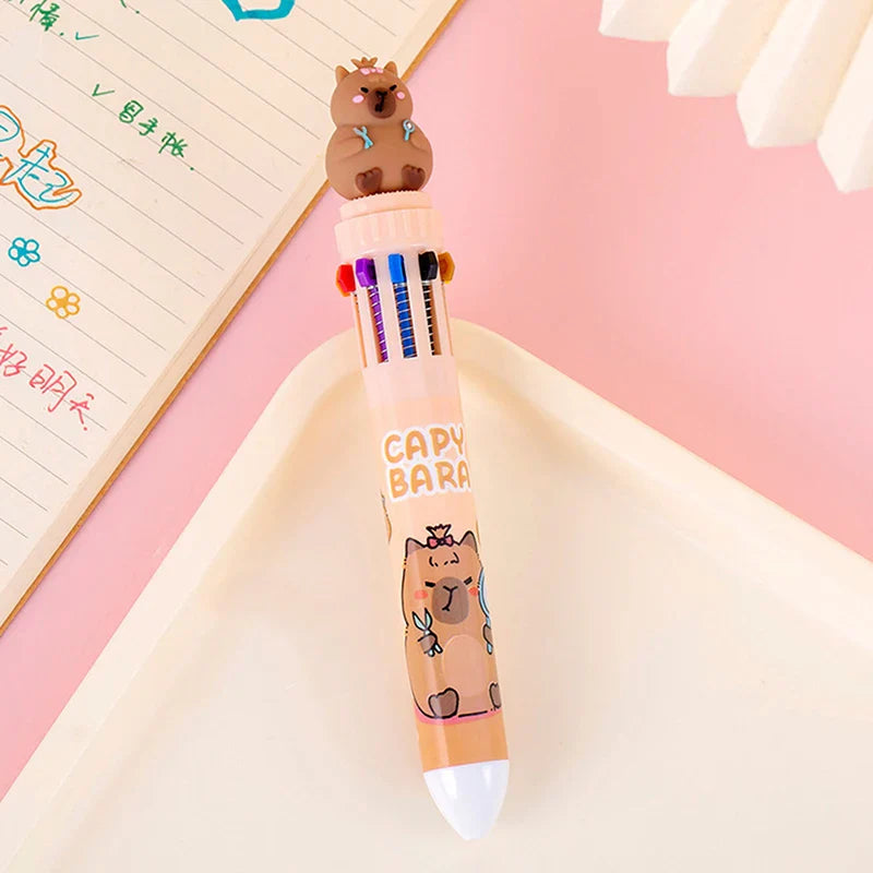 10-Color 0.5mm Gel Ink Pens Capybara Kawaii Multi-Color for School & Office