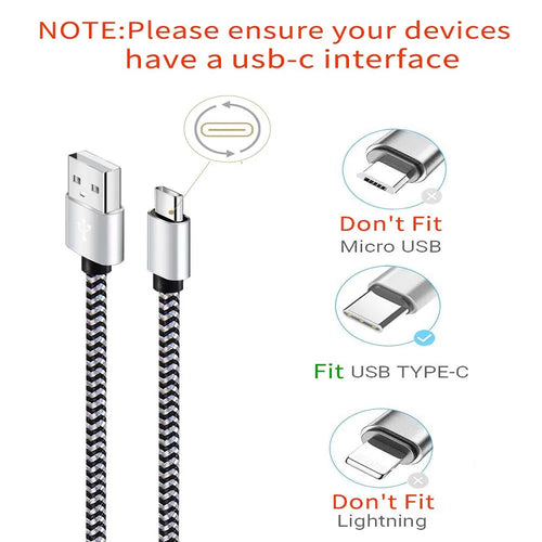 1-3Pcs USB Type C Cable Fast Charging Battery Charger Wire Woven Nylon Data Cable Mobile Phone Charger For Huawei Samsung USB C