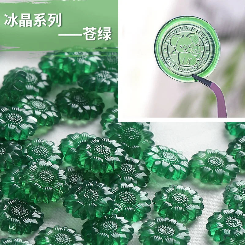 100-Piece Translucent Sunflower Sealing Wax Beads — 1.16 cm (0.46 in) DIY Envelope Seals for Invitations, Cards & Scrapbooking