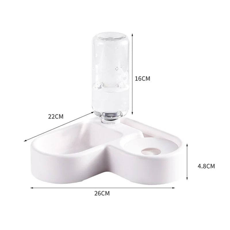Automatic Dual-Use Pet Bowl for Cats & Dogs — Water Dispenser & Food Basin, 22 x 22 x 16 cm (8.7 x 8.7 x 6.3 in)