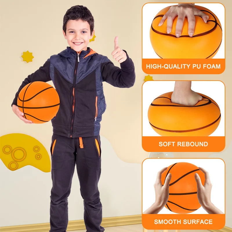 Silent Indoor Basketball Size 7 — Mute PU Foam Ball, High-Elastic