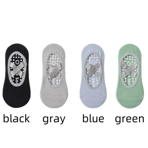1/ 4Pair Professional Women Yoga Sock Silicone Anti-slip Ballet Pilates Socks Women Backless Breathable Bandage Yoga Sport Socks