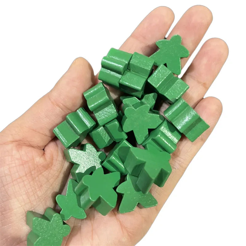 100 Wooden Meeples 16mm (0.63 in) 14-Color Board Game Pawns Replacement Set