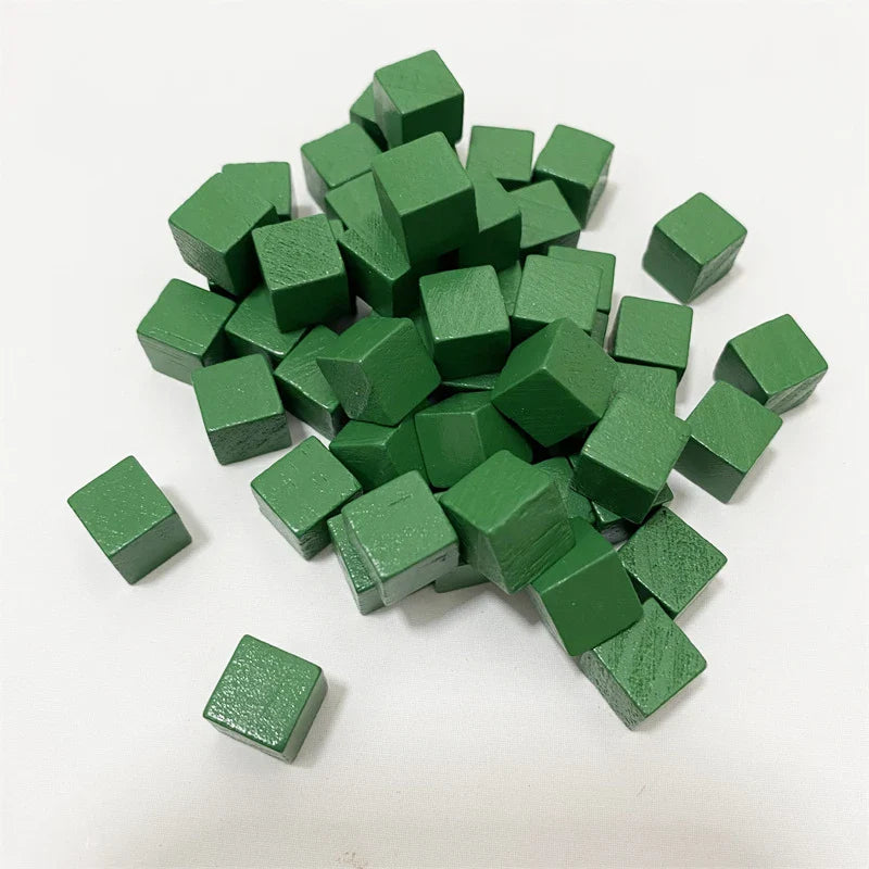 100-Pack 10mm (0.39 in) Colorful Wooden Cubes - Dice Tokens for Crafts, Board Games & Early Education