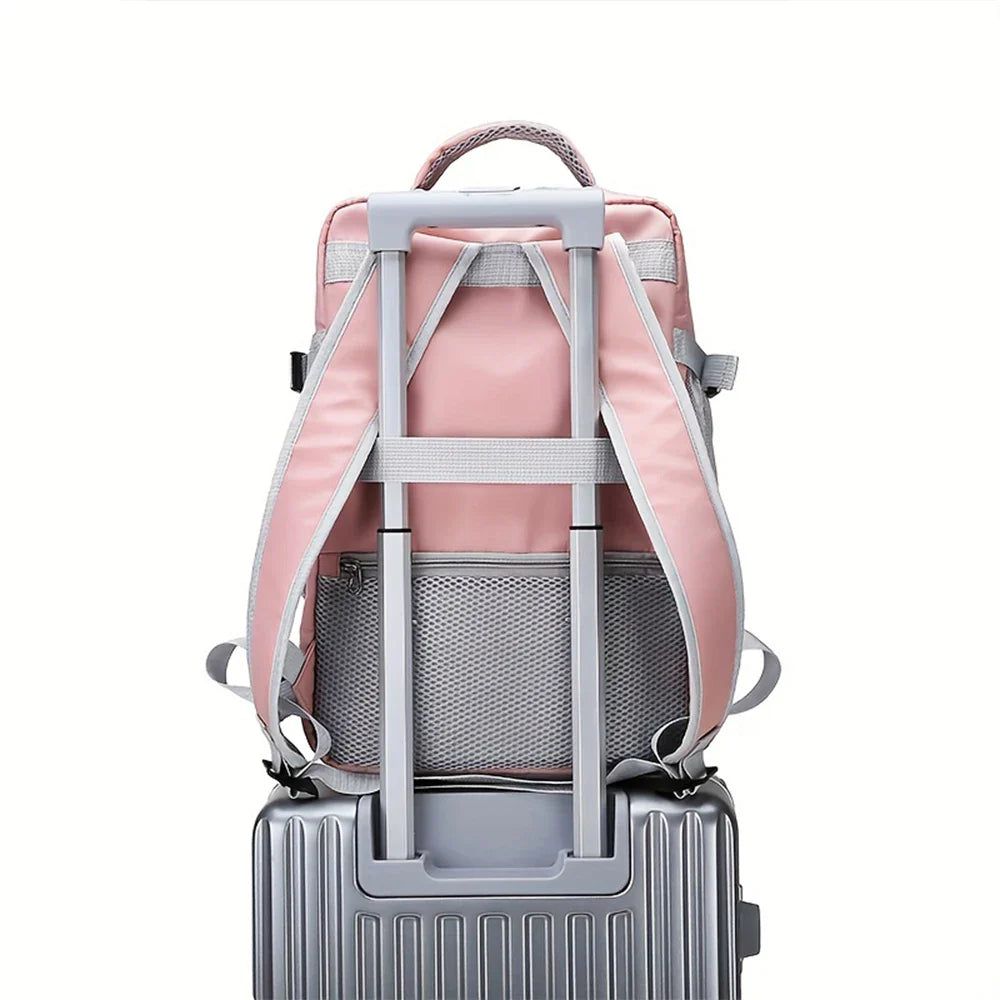 Spacious Travel Backpack – Multifunctional Carry-On with Luggage Strap, Casual Unisex Daypack