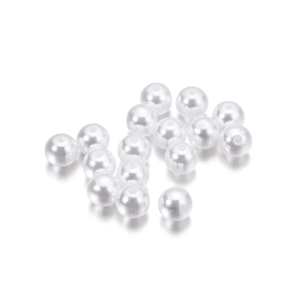 10-1000pcs/lot 3-20mm Straight Holes Acrylic Imitation Pearl Beige Bracelet Round Beads For DIY Craft Jewelry Making Supplies