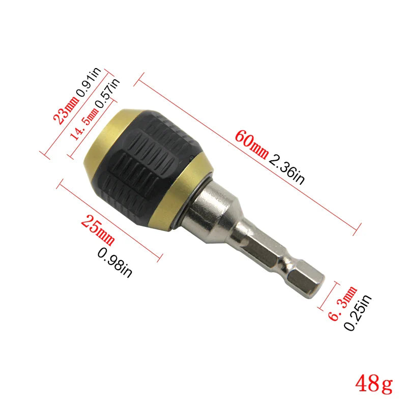 1/4-Inch (6.35mm) Hex Quick-Release Bit Holder Extension Rod — Pop-Up Self-Locking 60mm / 150mm Drill Driver Adapter