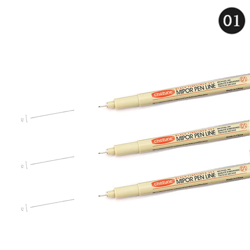 12-Pack Pigment Liner Ink Pens — Needle & Hook Tip Fineliners for Manga Drawing, Sketching & Illustration
