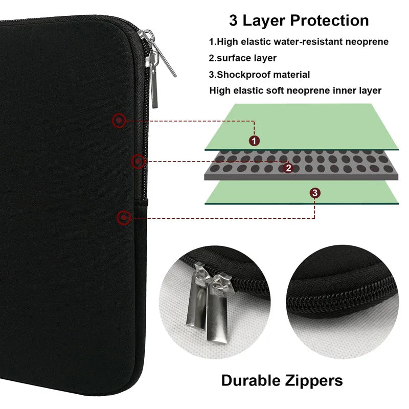 Padded Laptop Sleeve Double Zipper 11–15.6 Inch — Unisex Notebook Case