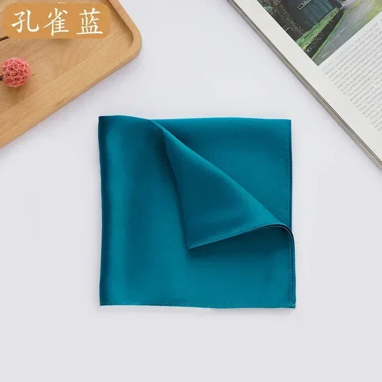 100% Mulberry Silk Men's Pocket Square 35cm (13.8in) Solid Tatting Handkerchief