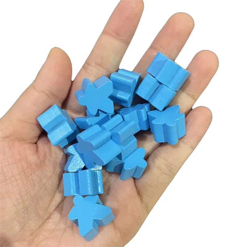 100 Wooden Meeples 16mm (0.63 in) 14-Color Board Game Pawns Replacement Set