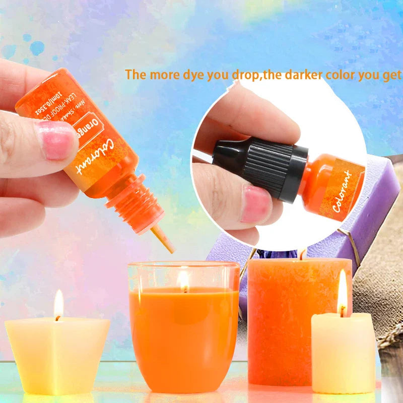 Candle Dye Liquid Colorant Kit – Pigment Set for DIY Candles & Soap, Compatible with Soy Beeswax Gel Paraffin (10ml / 5ml Bottles)
