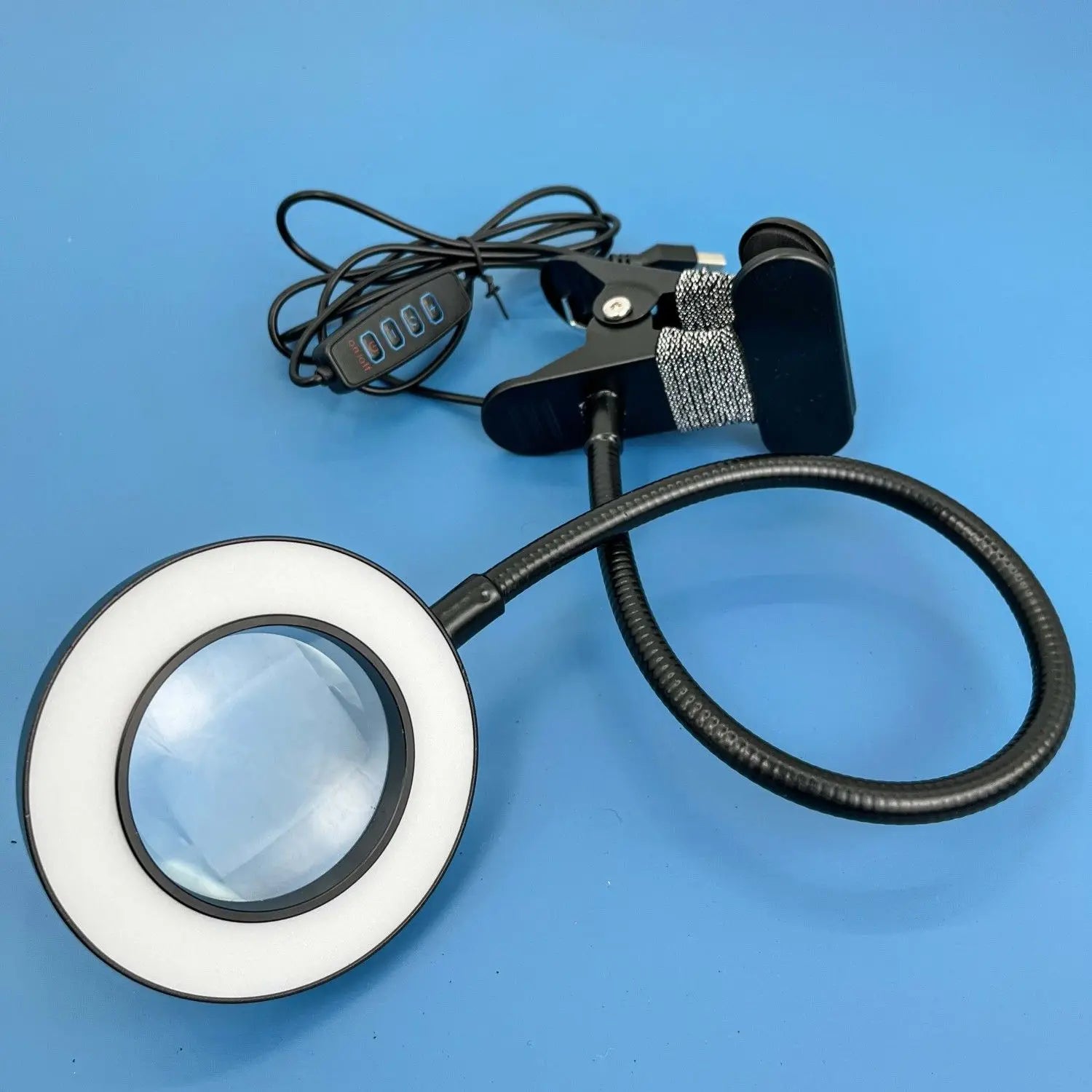 10X Clip-On LED Magnifying Lamp for Manicure, Embroidery & Eyelash Extensions (Black/White/Silver)