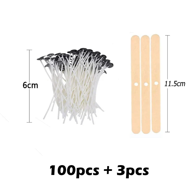 103-Piece Smokeless Candle Wicks Set – Soy Wax Core & Woven Cotton for Candle Making, Oil Lamps & Wax Crafts