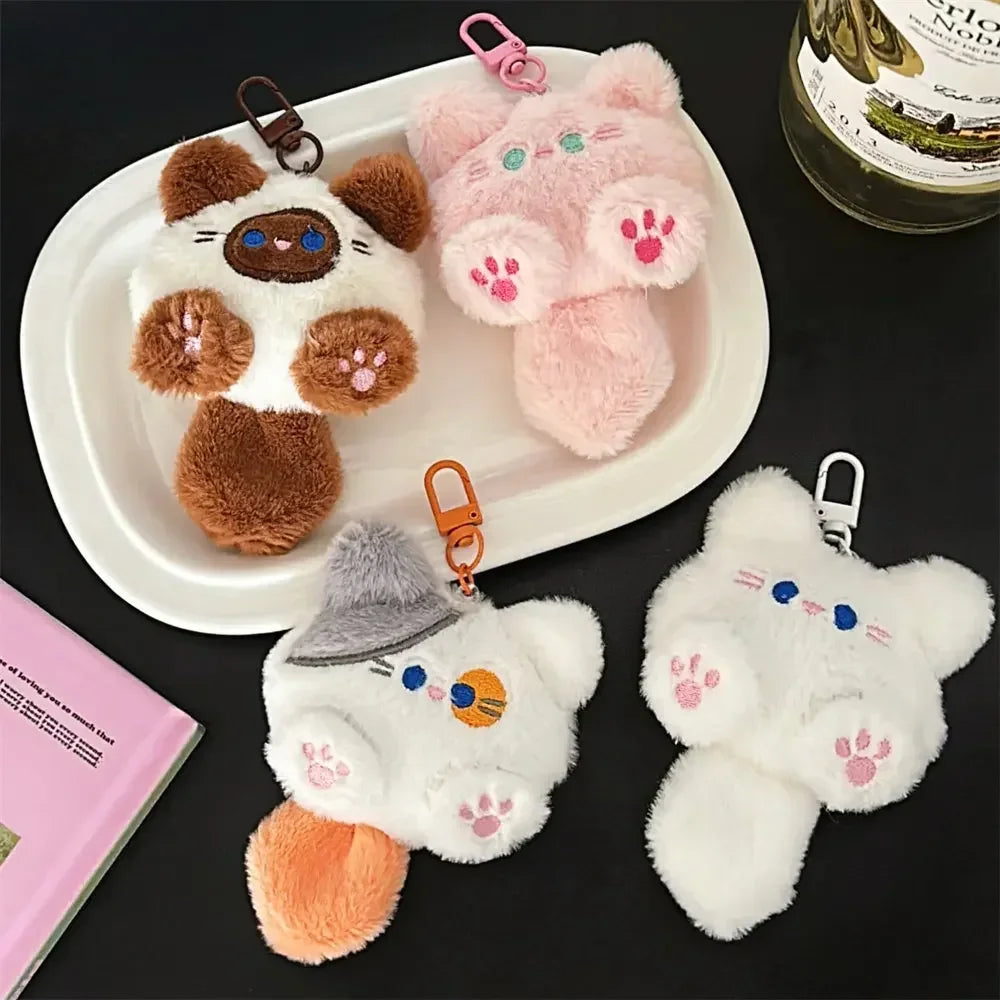 Plush Cat Keychain Bag Charm Cute Cat Doll Pendant for Backpack Purse Car Mirror