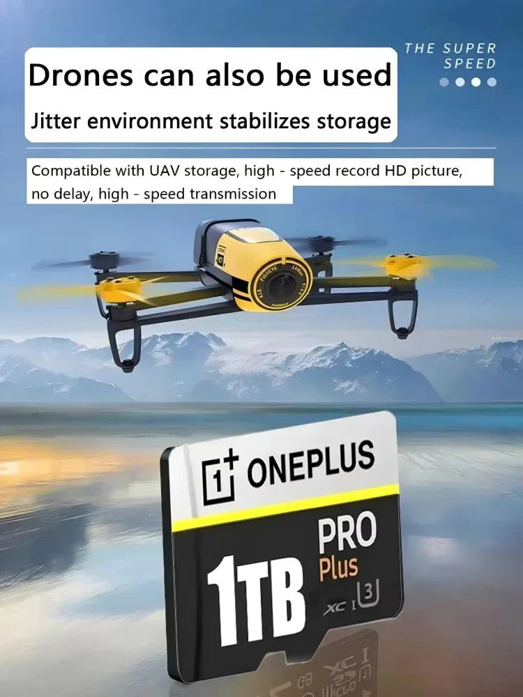 OnePlus 2027 2TB High-Speed SD Card 512GB 256GB V30 A2 4K Memory Card 1TB Micro TF SD Adapter Cross-Use for Cam iPhone Drone