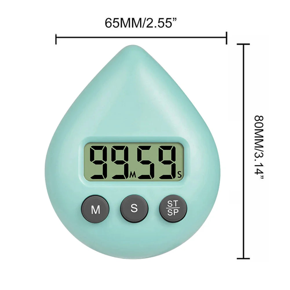 Waterproof Digital Shower & Kitchen Timer with Magnetic Backing, Suction Cup and Wall Mount - Countdown/Count-Up