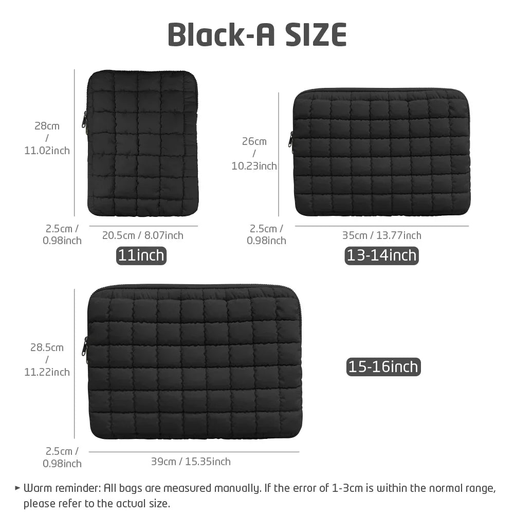 Puffy Quilted Laptop Sleeve for Women 13–16 Inch & Tablet Pouch
