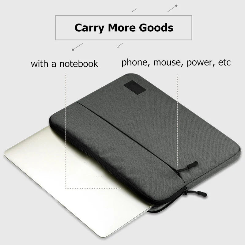 Waterproof Nylon Laptop Sleeve 11–16 Inch — Velvet Lined, Double Zipper