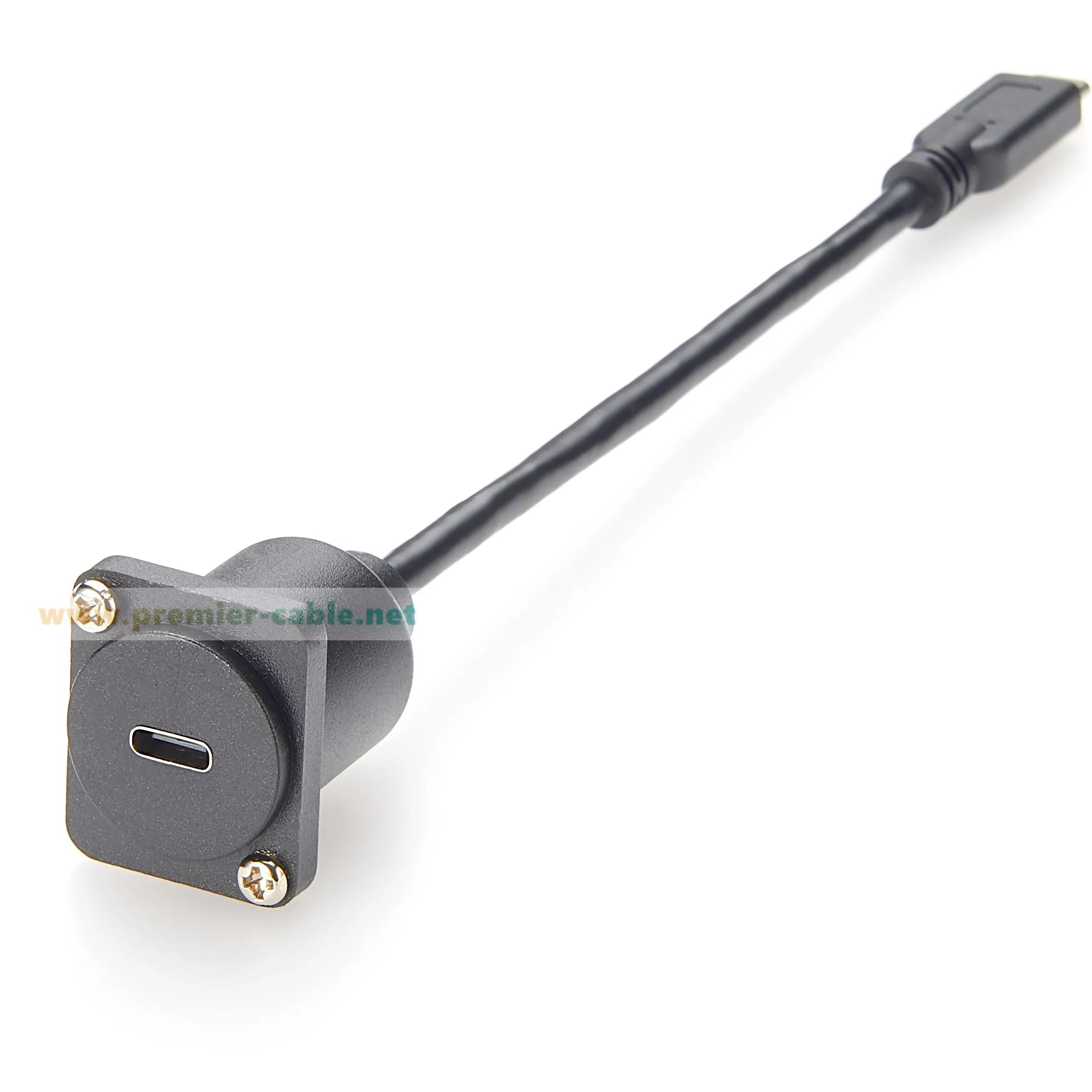 D-Type USB 3.1 C Male to Female Extension Cable Flange Chassis Panel Mount Bulkhead USB Type C Adapter 10Gbps Data Transfer