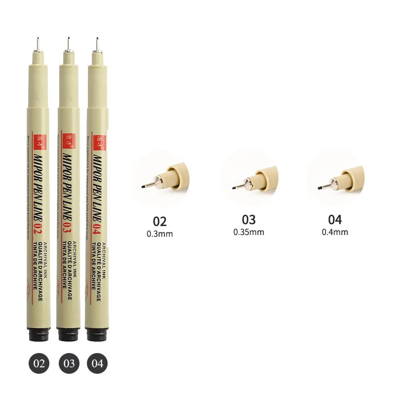 12-Pack Pigment Liner Ink Pens — Needle & Hook Tip Fineliners for Manga Drawing, Sketching & Illustration