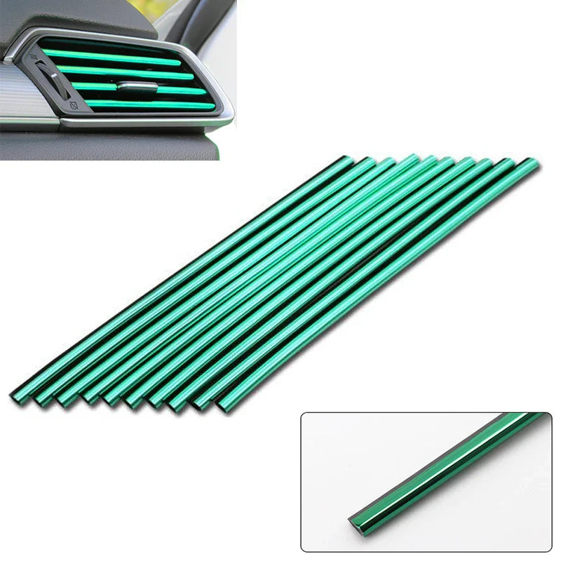 10-Pack Car Air Vent Trim Strips 20cm (7.87 in) PVC Decorative Air Outlet Moulding for Interior Car