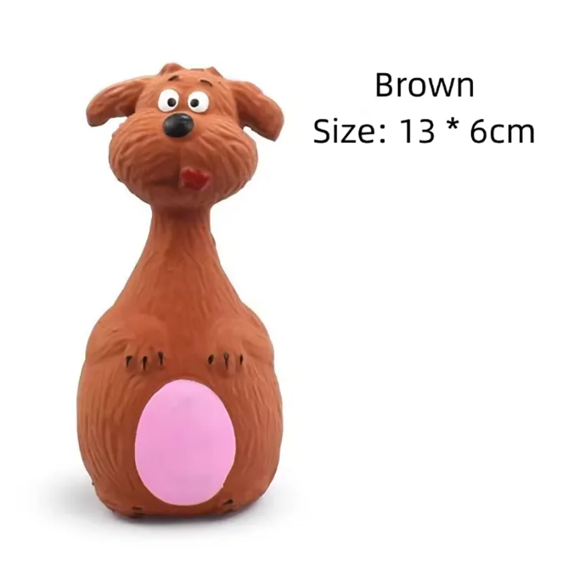 1-Pack Round-Bellied Cartoon Squeaky Dog Toy - Bite-Resistant Latex Rubber, Purple Elephant / White Cow / Brown Options