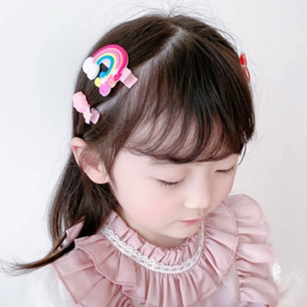 10-Pack Cute Cartoon Unicorn & Ice Cream Hair Clips for Girls, Kids Barrettes Hairpins, Fashion Hair Accessories