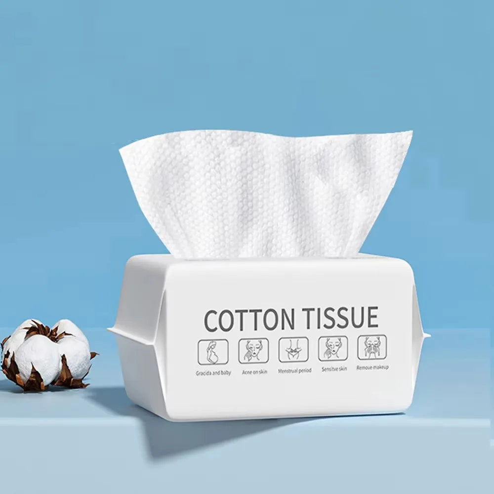 100-Pack Disposable Cotton Face Towels (15 x 20 cm / 5.9 x 7.9 in) Pearl Cotton Travel Makeup Remover & Facial Cleansing Wipes