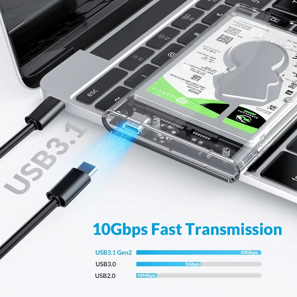 2.5-Inch SATA to USB-C HDD Enclosure — Tool-Free, Up to 6TB, UASP