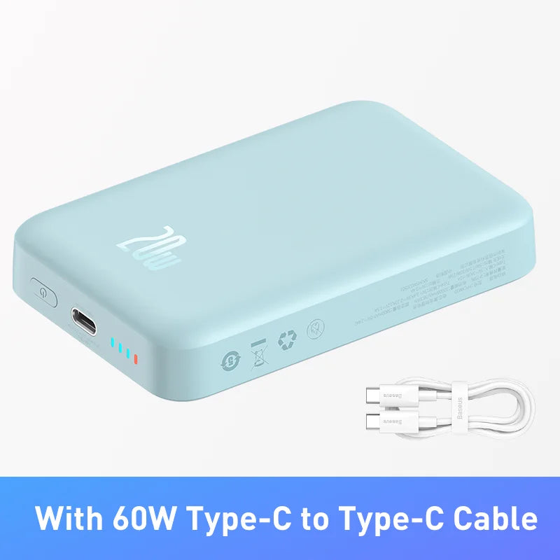 10000mAh Magnetic Mini Power Bank — 15W Wireless & 20W USB-C Fast Charge, Auto-Wake MagSafe-Compatible Portable Charger