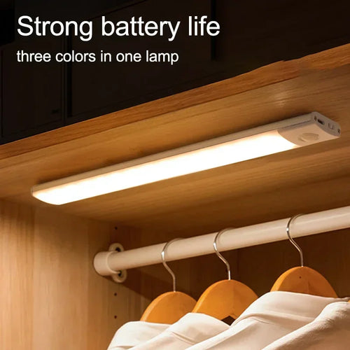 10-60cm Led Night Light Motion Sensor Under Cabinet Lights Thin Rechargeable Wireless Lamp for Kitchen Cabinet Bedroom Lighting