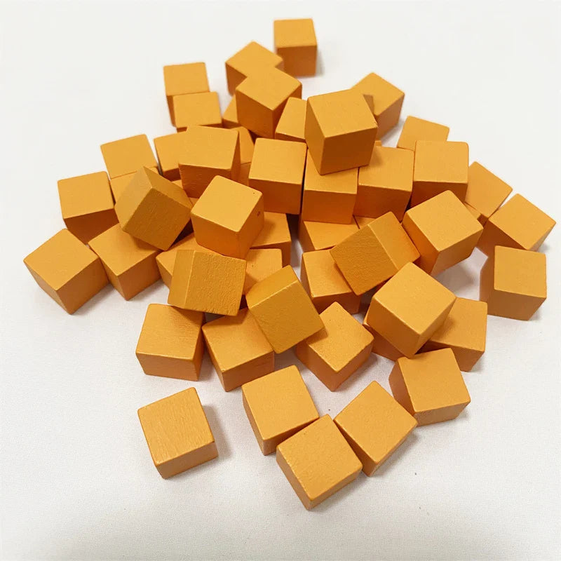 100-Pack 10mm (0.39 in) Colorful Wooden Cubes - Dice Tokens for Crafts, Board Games & Early Education