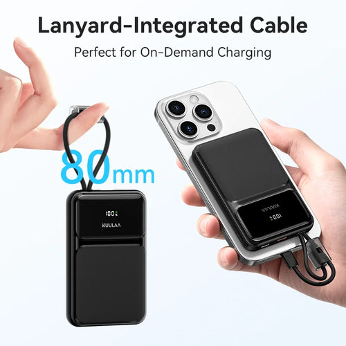 10000mAh 22.5W Fast Charging Portable Power Bank — Built-in USB-C & Lightning Cables, Digital Display, 4-Device Output
