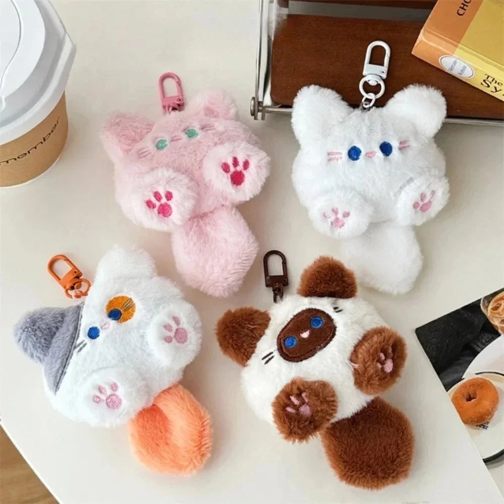 Plush Cat Keychain Bag Charm Cute Cat Doll Pendant for Backpack Purse Car Mirror
