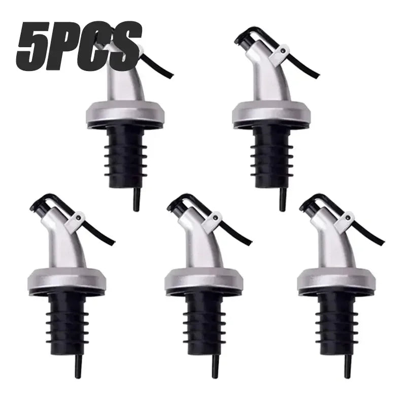 1/3/5-Pack Leak-Proof Oil Bottle Pourer Stopper – Locking Nozzle for Oil, Vinegar, Wine & Liquor