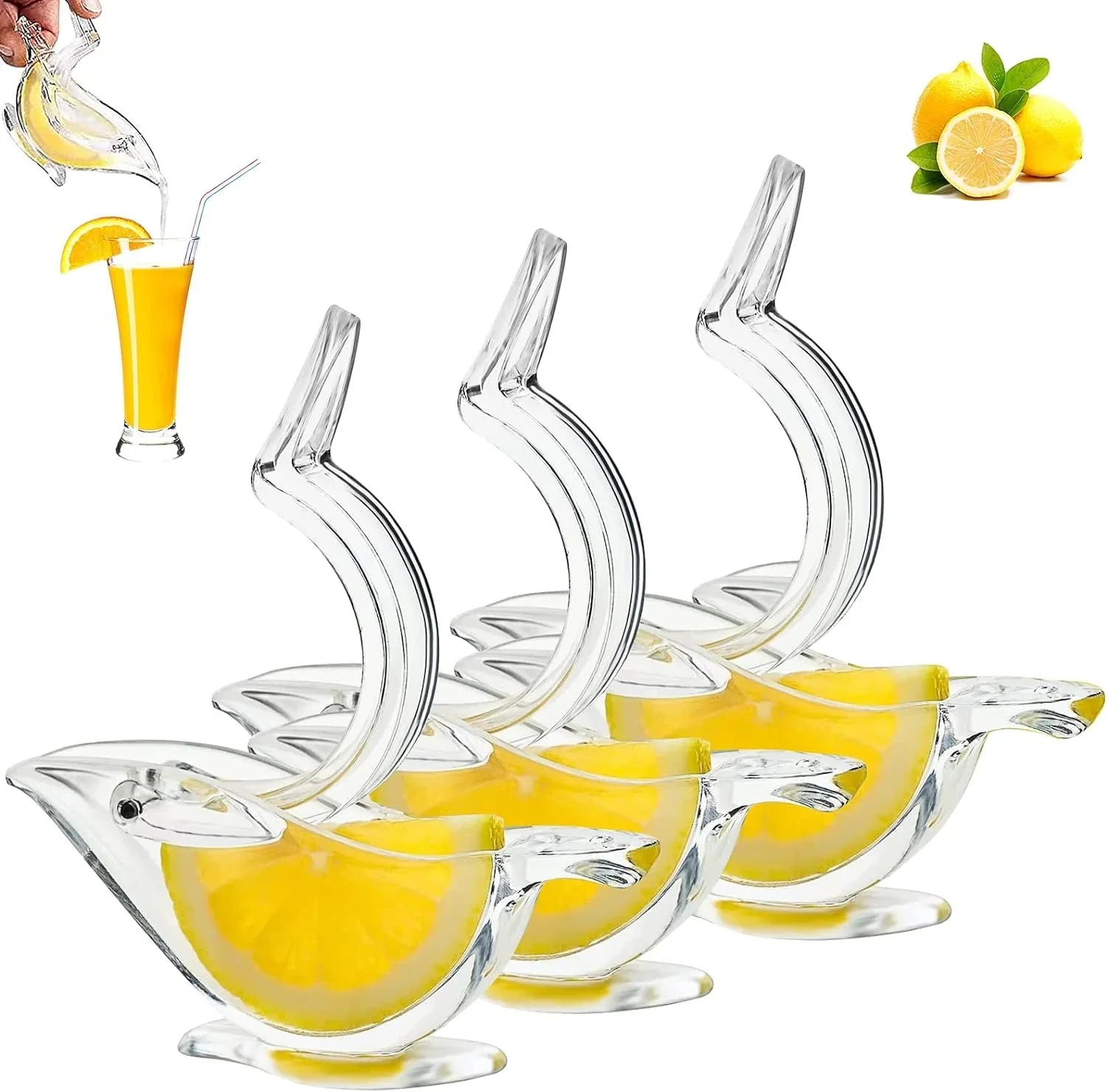 1/2/3-Pack Mini Portable Bird-Shaped Citrus Juicer – Handheld Lemon & Orange Squeezer, Transparent Acrylic