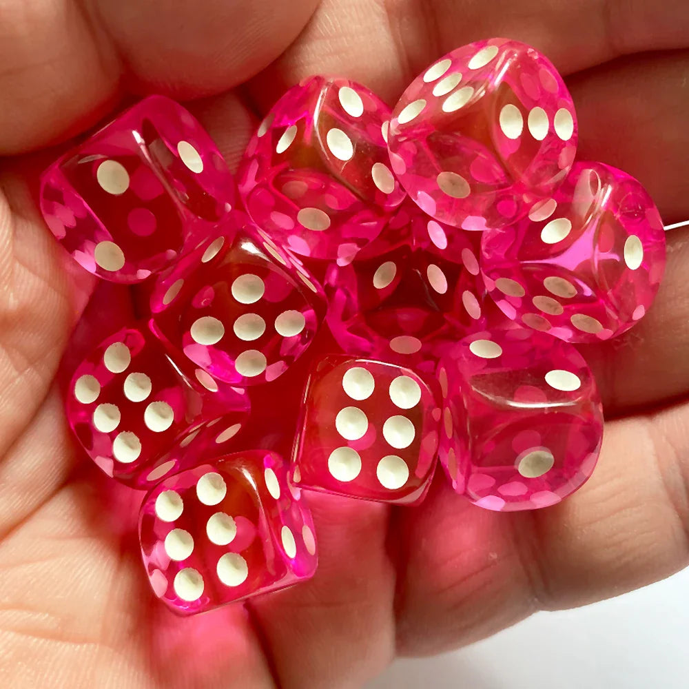 10-Pack 14mm (0.55 in) Transparent Acrylic Dice Rounded Corner Multi-Color Game Dice