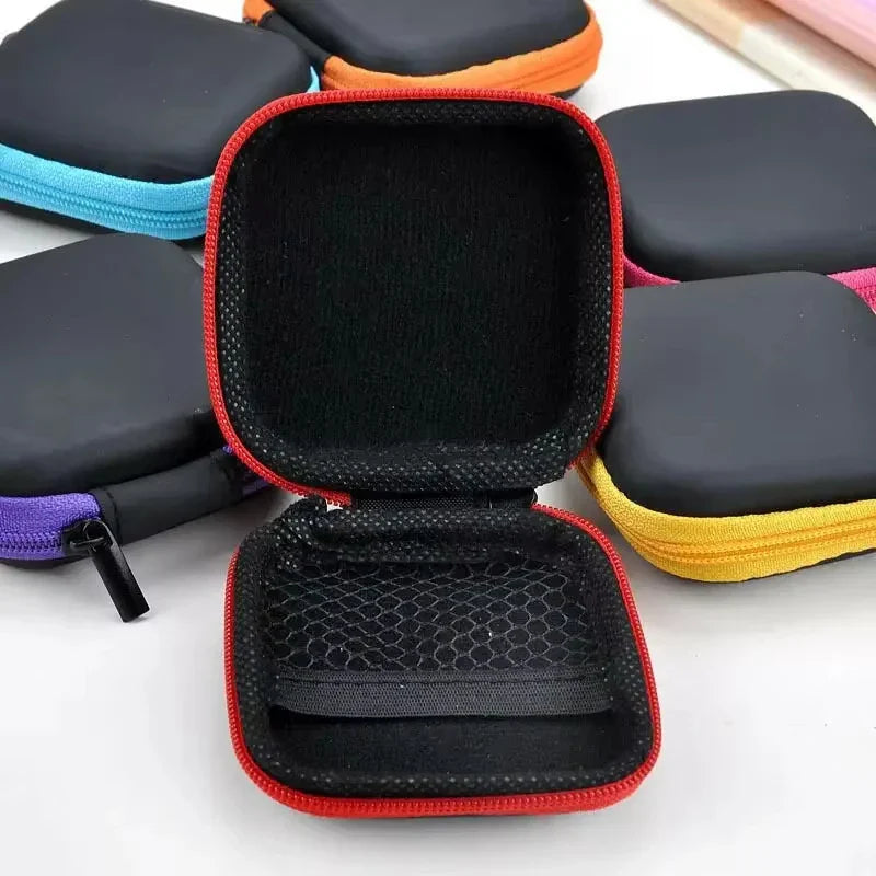 1-4pcs Portable Shockproof Headphone Case Earphone Bag Headset Storage Bag Hard Shell Earphone Accessories memory Card USB Cable