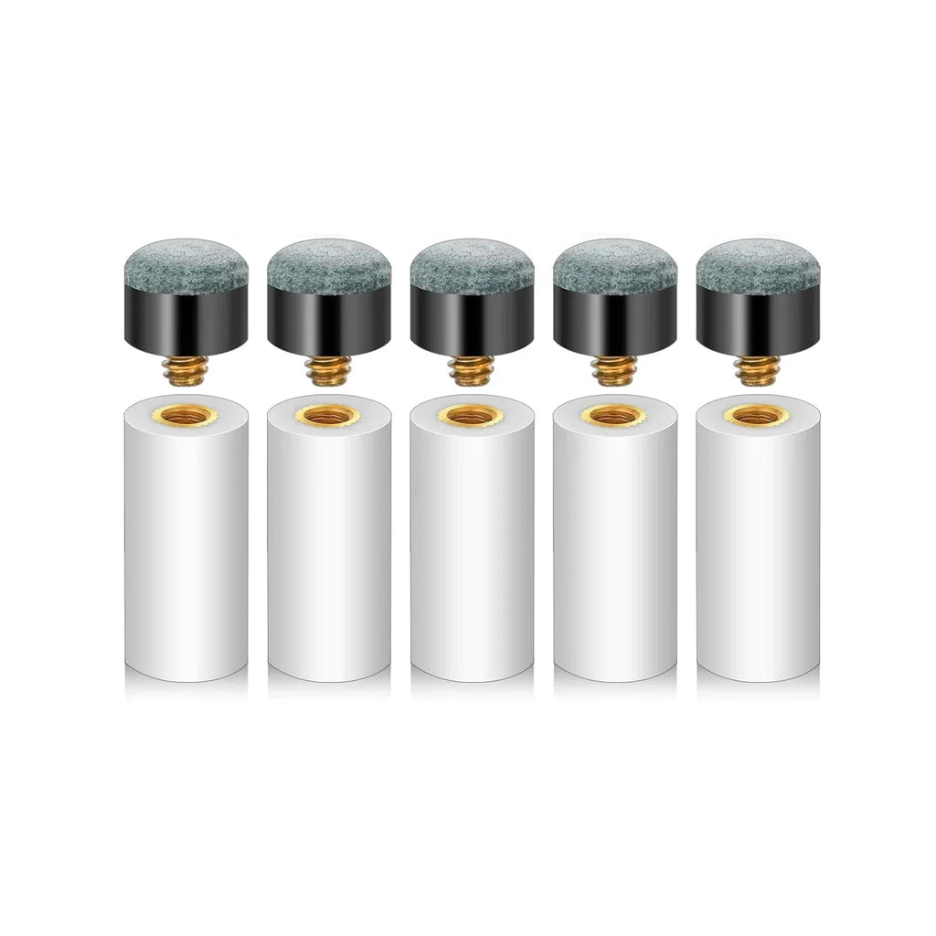 5/10-Pack 12mm Screw-On Pool Cue Tips with Ferrules — Leather Billiard Cue Tip Replacements
