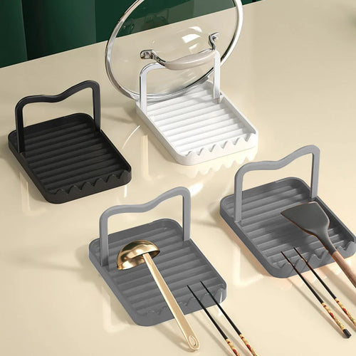 1-3 Pack Foldable Spatula & Pot Lid Holder - Multifunctional Upright Kitchen Draining Rack Wave Anti-Slip Organizer