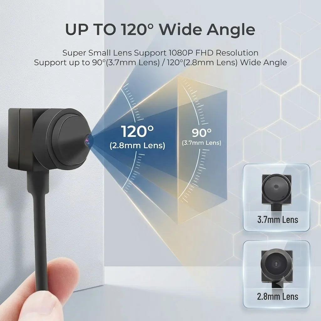 1080P HD Webcam for PC TV, 3.7mm 90° & 2.8mm 120° Lens Options, USB Type-C Plug Play Camera with Mic, 2M Cable for Work/Study