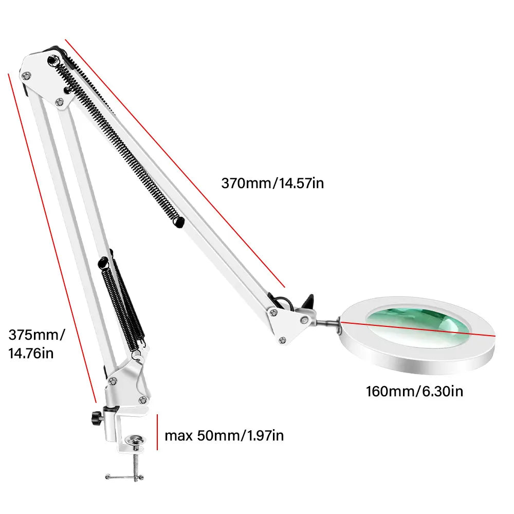 10X Magnifying LED Desk Lamp — 64 LED USB-Powered Magnifier with 3-Color Lighting, Adjustable Clamp for Soldering, Repair, Crafts & Skincare