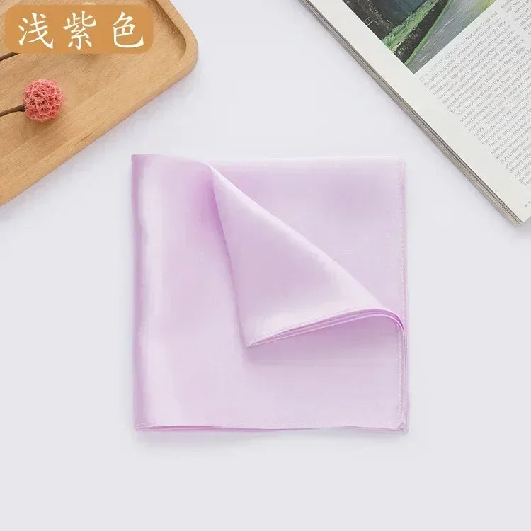 100% Mulberry Silk Men's Pocket Square 35cm (13.8in) Solid Tatting Handkerchief