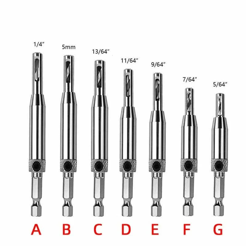 HSS Self-Centering Hinge Drill Bit for Door & Cabinet 1pc 5/64–1/4 in (2.0–6.3 mm) Wood Reaming & Countersink Tool