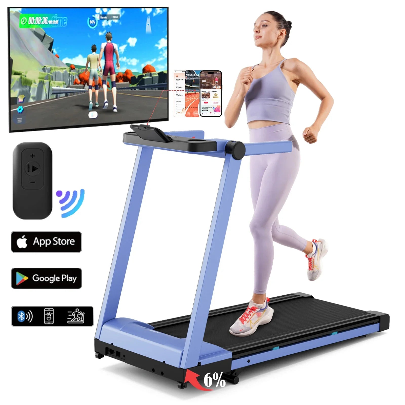 Foldable Incline Home Treadmill 3.5HP — 350 lb, Touchscreen, Smart App